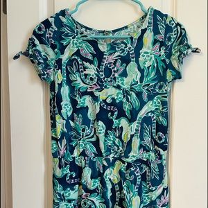 Girls Lilly Pulitzer Green & Blue Romper XL (12-14